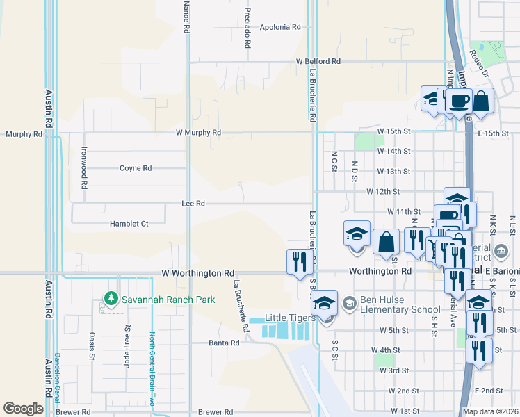 map of restaurants, bars, coffee shops, grocery stores, and more near 531 Lee Road in Imperial