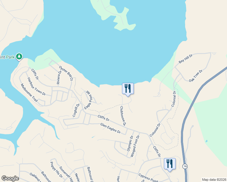 map of restaurants, bars, coffee shops, grocery stores, and more near 215 Clubhouse Drive in Graford