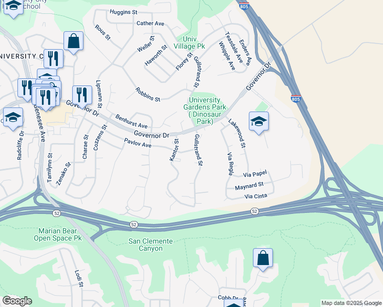 map of restaurants, bars, coffee shops, grocery stores, and more near in San Diego