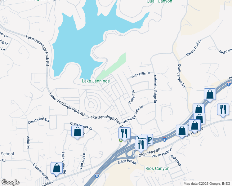 map of restaurants, bars, coffee shops, grocery stores, and more near 9395 Harritt Road in Lakeside