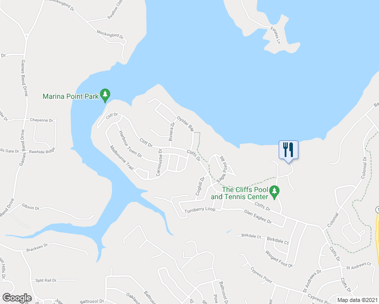 map of restaurants, bars, coffee shops, grocery stores, and more near 40 Oyster Bay in Graford