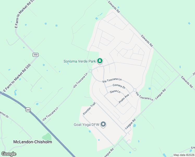 map of restaurants, bars, coffee shops, grocery stores, and more near 1418 Via Toscana Lane in Rockwall