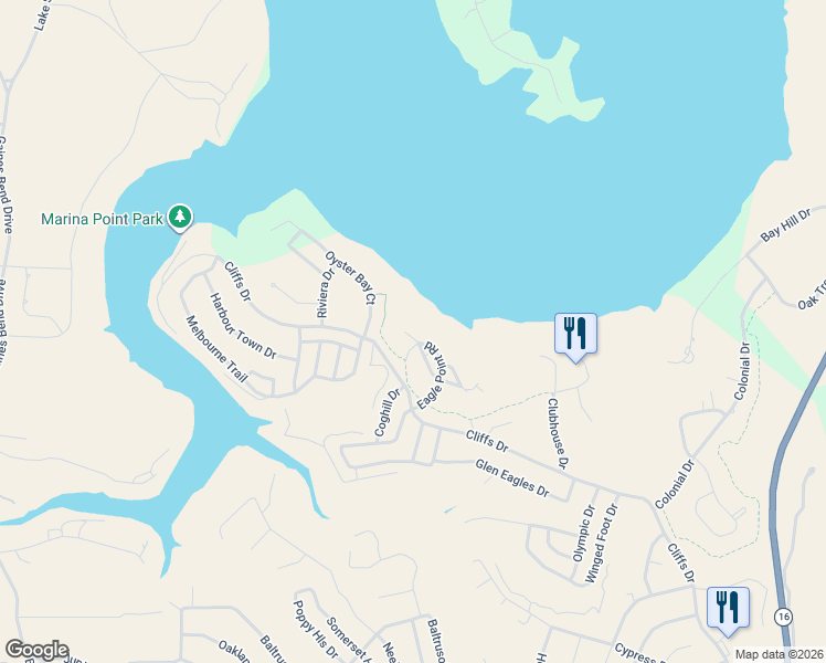 map of restaurants, bars, coffee shops, grocery stores, and more near 40 Oyster Bay in Graford