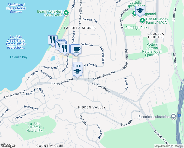 map of restaurants, bars, coffee shops, grocery stores, and more near 7981 Caminito Del Cid in San Diego