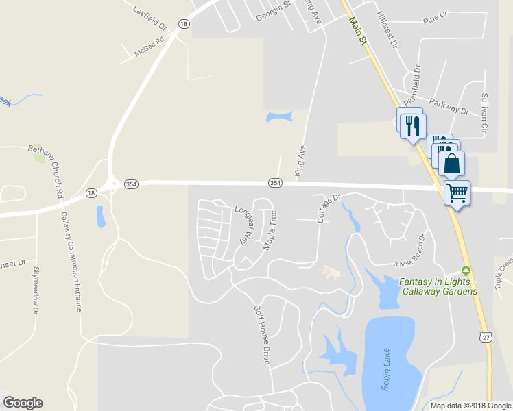 map of restaurants, bars, coffee shops, grocery stores, and more near 143 Maple Trce in Pine Mountain