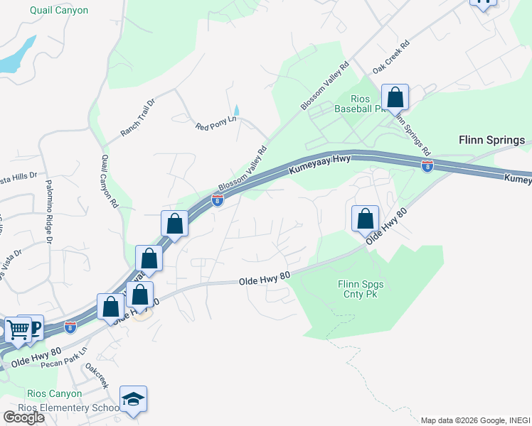 map of restaurants, bars, coffee shops, grocery stores, and more near 9410 Brian Way in El Cajon