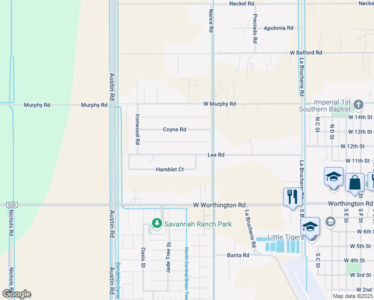 map of restaurants, bars, coffee shops, grocery stores, and more near 622 Lee Road in Imperial