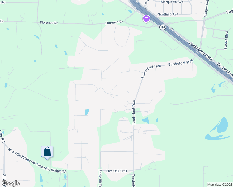 map of restaurants, bars, coffee shops, grocery stores, and more near 2308 Walter Smith Road in Azle