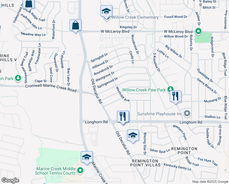 map of restaurants, bars, coffee shops, grocery stores, and more near 1108 Parkhill Avenue in Saginaw