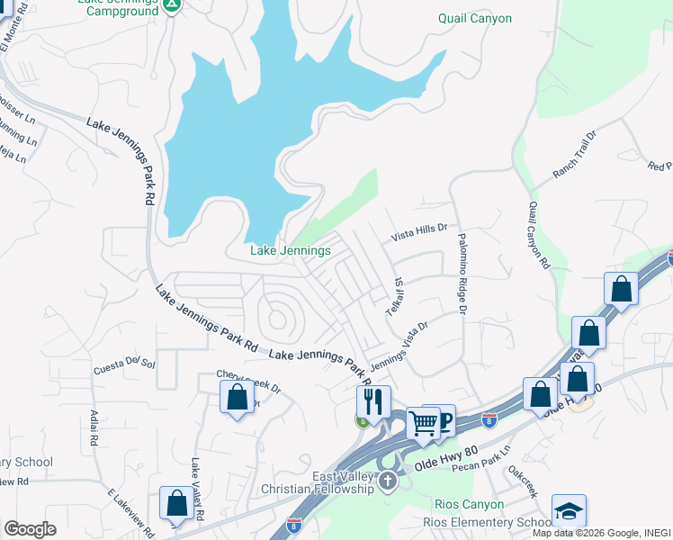 map of restaurants, bars, coffee shops, grocery stores, and more near 9395 Harritt Road in Lakeside