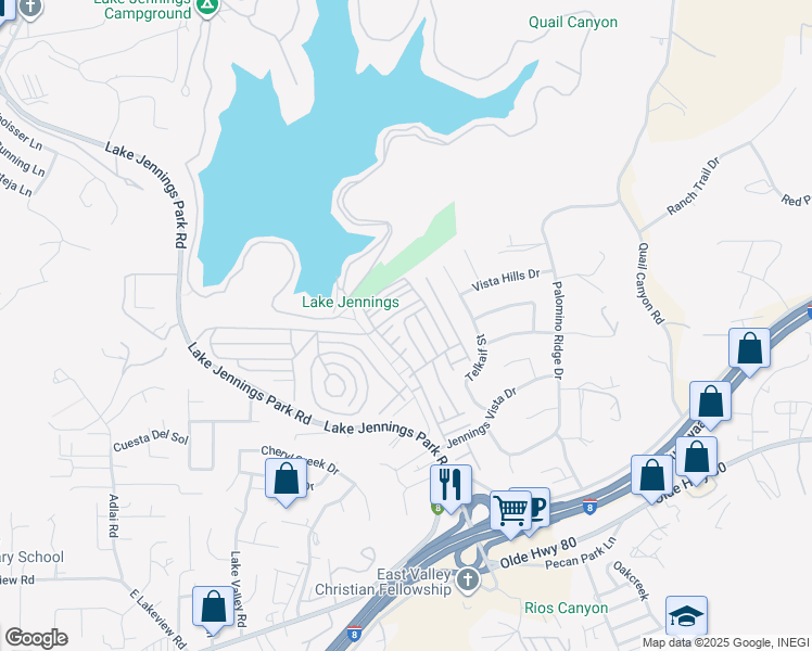 map of restaurants, bars, coffee shops, grocery stores, and more near 9395 Harritt Road in Lakeside