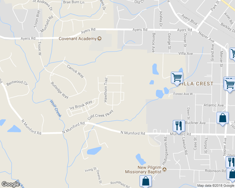 map of restaurants, bars, coffee shops, grocery stores, and more near 516 Ivy Brook Way in Macon