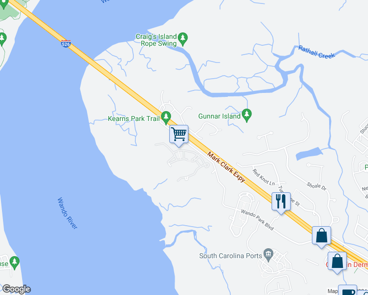 map of restaurants, bars, coffee shops, grocery stores, and more near 701 Eighty Oak Avenue in Mount Pleasant