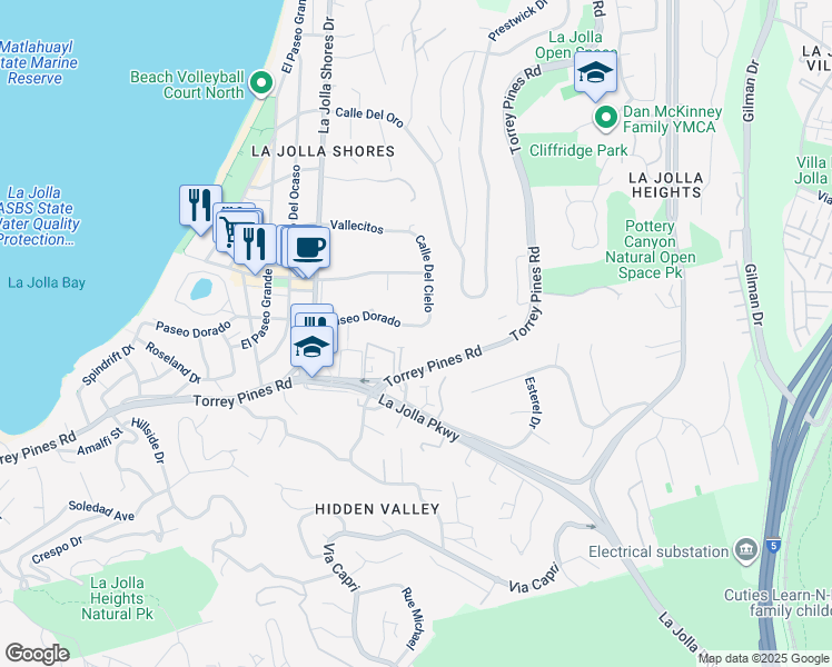 map of restaurants, bars, coffee shops, grocery stores, and more near 2435 Paseo Dorado in San Diego