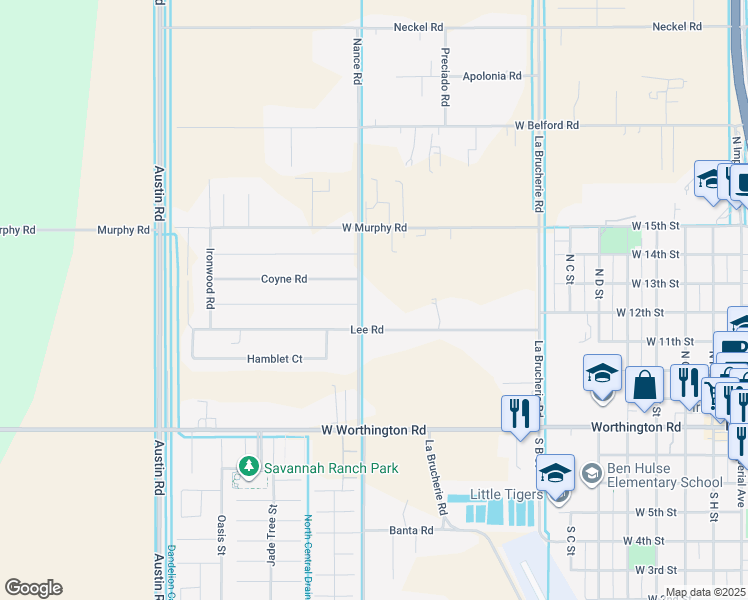 map of restaurants, bars, coffee shops, grocery stores, and more near 598 Lee Road in Imperial
