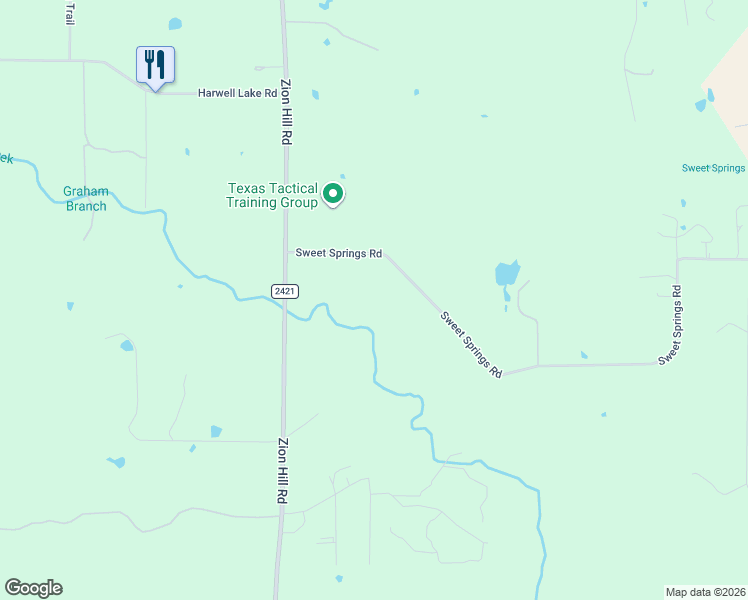 map of restaurants, bars, coffee shops, grocery stores, and more near 2403 Sweet Springs Road in Weatherford