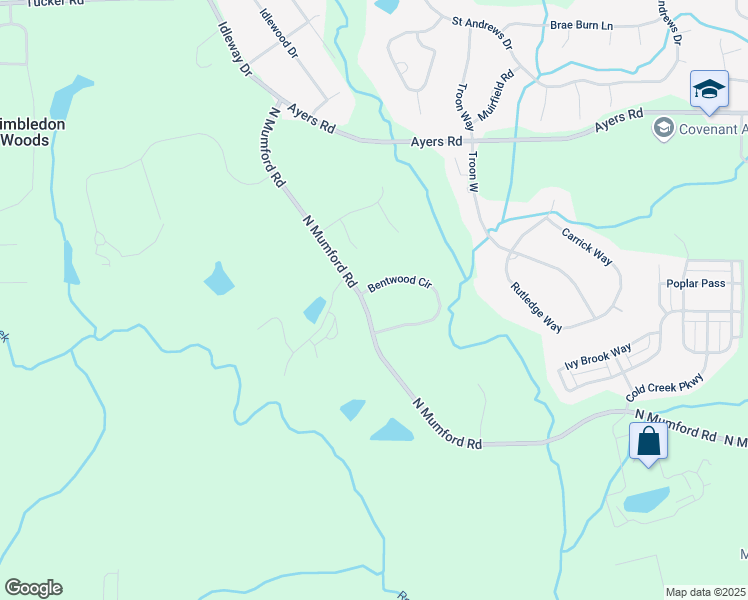 map of restaurants, bars, coffee shops, grocery stores, and more near 100 Bentwood Circle in Macon