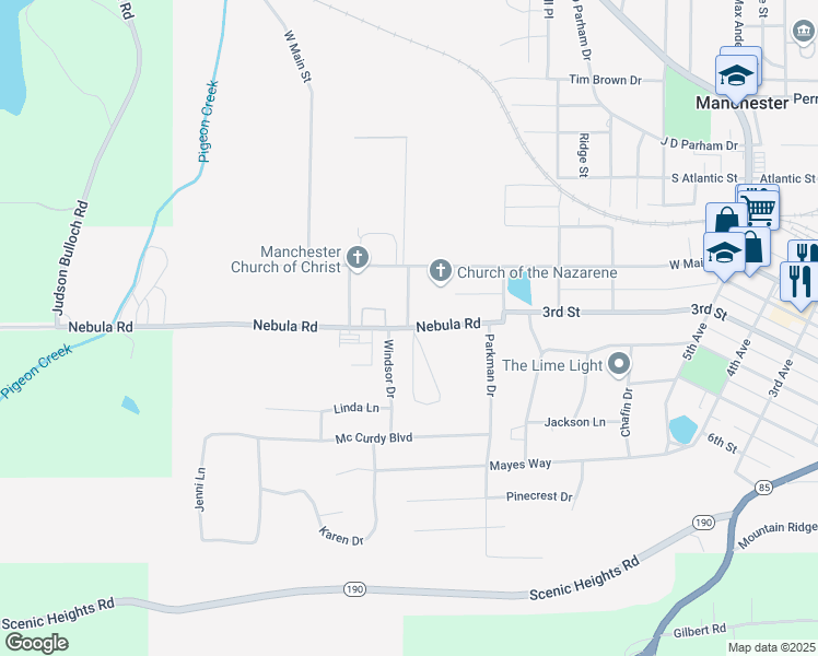 map of restaurants, bars, coffee shops, grocery stores, and more near 1000 Nebula Road in Manchester