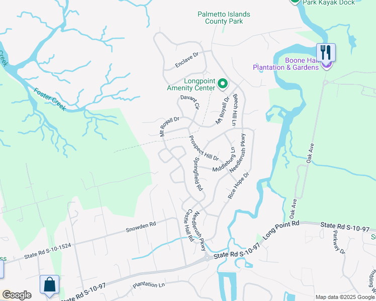 map of restaurants, bars, coffee shops, grocery stores, and more near 2021 Arundel Place in Mount Pleasant