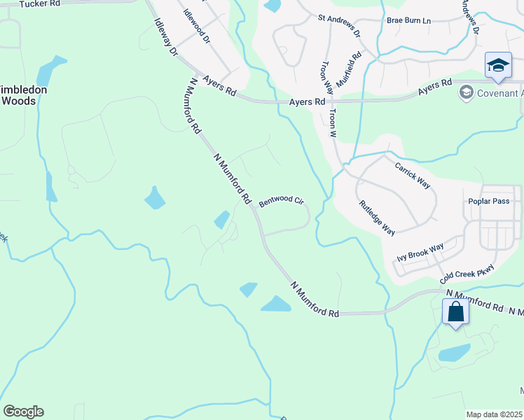 map of restaurants, bars, coffee shops, grocery stores, and more near 100 Bentwood Circle in Macon