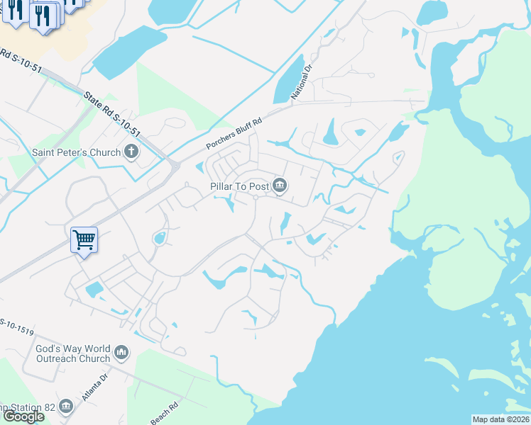 map of restaurants, bars, coffee shops, grocery stores, and more near 1420 Walking Trail Court in Mount Pleasant
