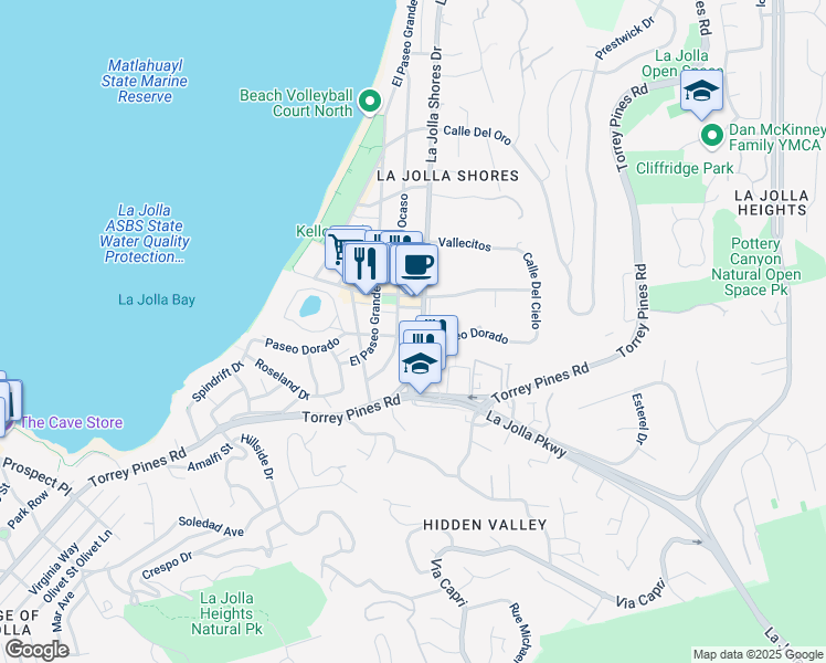 map of restaurants, bars, coffee shops, grocery stores, and more near 2136 Paseo Dorado in San Diego