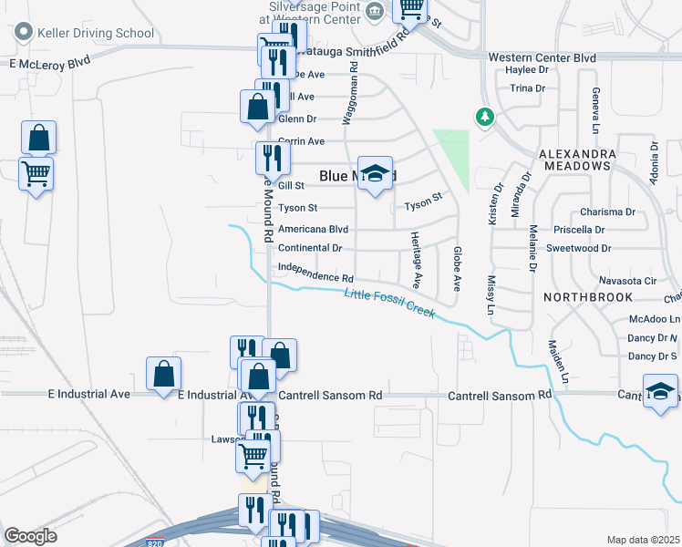 map of restaurants, bars, coffee shops, grocery stores, and more near 805 Columbia Court in Blue Mound