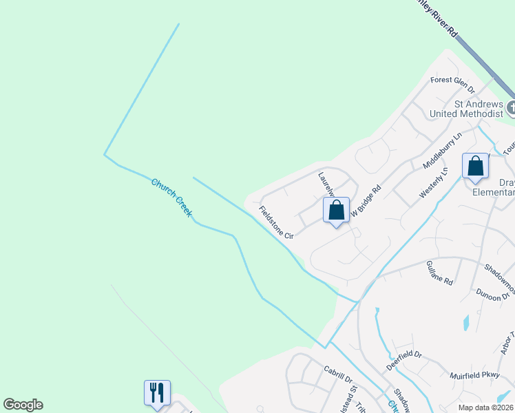 map of restaurants, bars, coffee shops, grocery stores, and more near 4109 Meadow Trace Court in Charleston