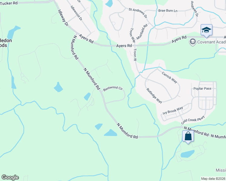 map of restaurants, bars, coffee shops, grocery stores, and more near 112 Bentwood Circle in Macon