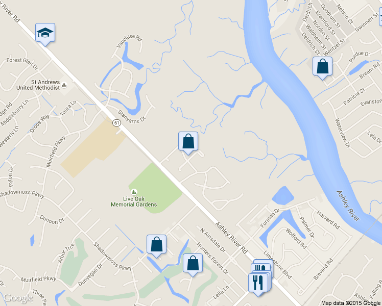 map of restaurants, bars, coffee shops, grocery stores, and more near 1028 Blockade Runner Court in Charleston