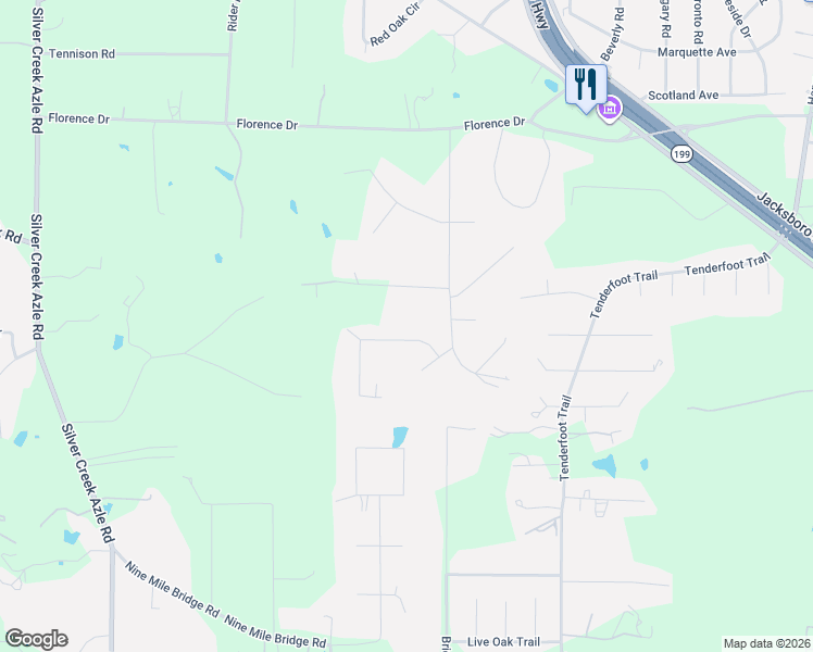 map of restaurants, bars, coffee shops, grocery stores, and more near 1553 Woodbee Court in Azle