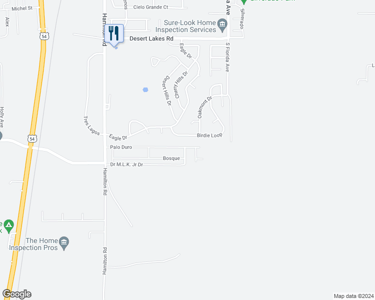 map of restaurants, bars, coffee shops, grocery stores, and more near 2701 Madera Street in Alamogordo