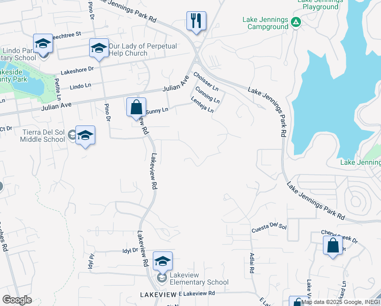 map of restaurants, bars, coffee shops, grocery stores, and more near 13559 Sohail Street in Lakeside