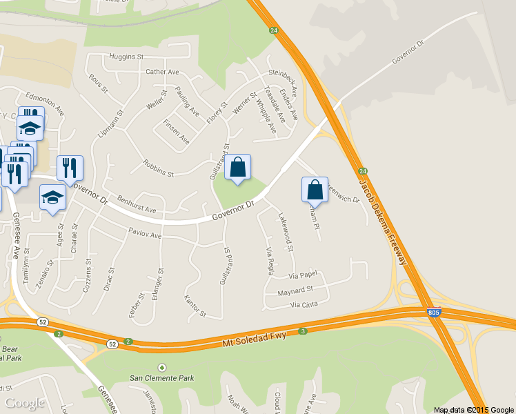 map of restaurants, bars, coffee shops, grocery stores, and more near 4922 Via Lapiz in San Diego
