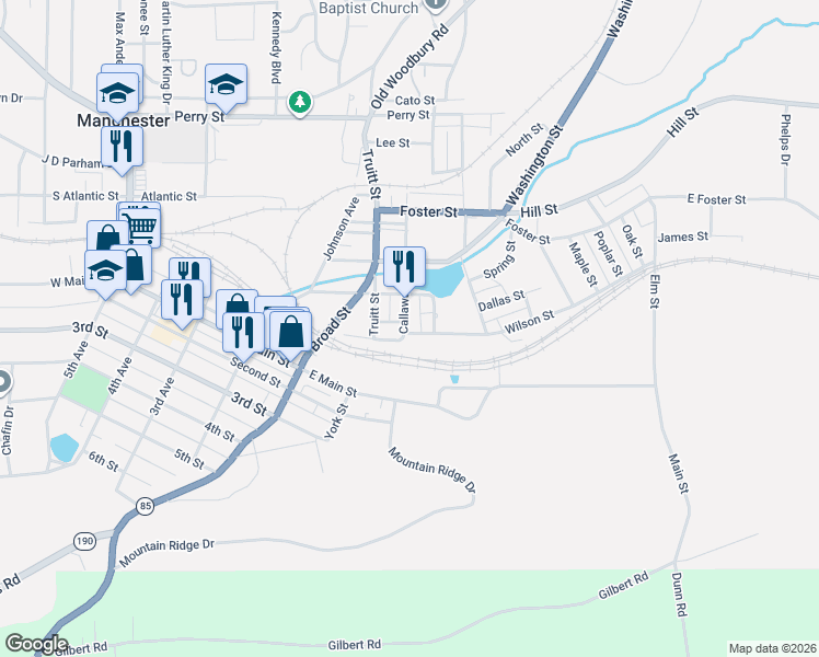 map of restaurants, bars, coffee shops, grocery stores, and more near 1 Broad Street in Manchester