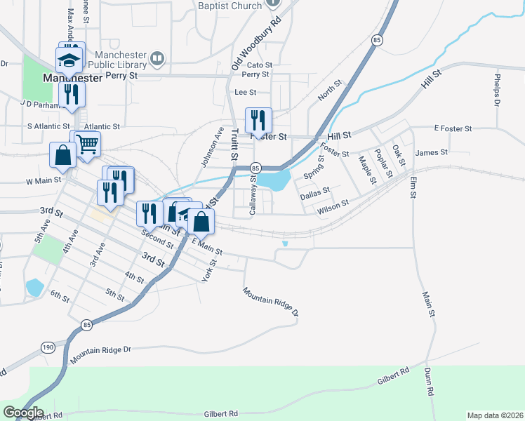 map of restaurants, bars, coffee shops, grocery stores, and more near 1 Broad Street in Manchester