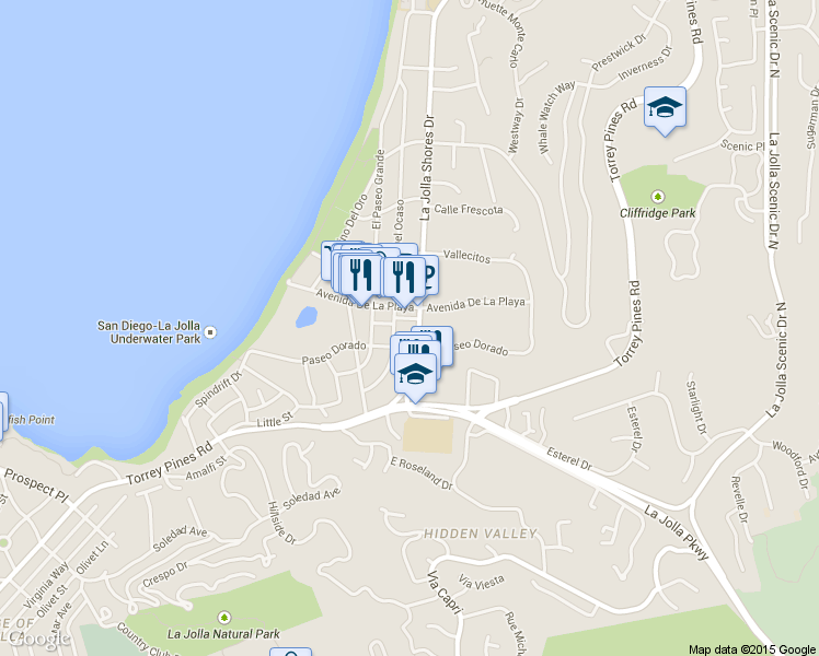 map of restaurants, bars, coffee shops, grocery stores, and more near 8031 La Jolla Shores Drive in San Diego