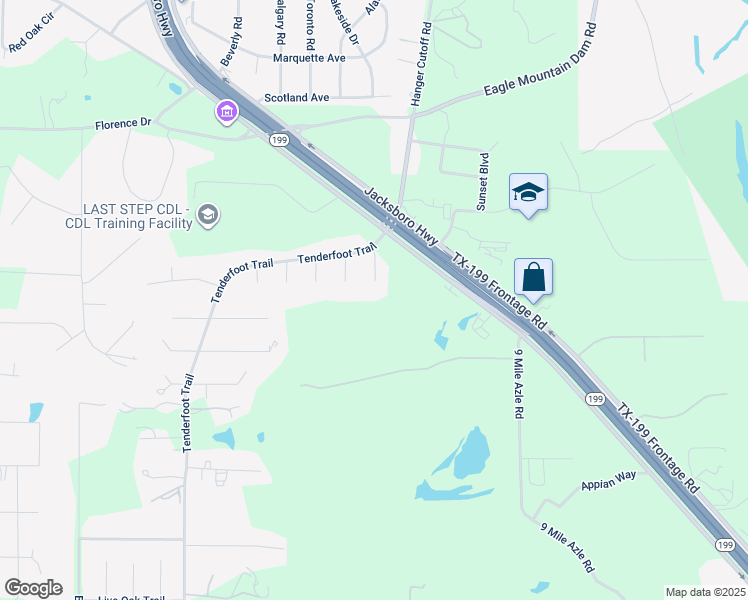 map of restaurants, bars, coffee shops, grocery stores, and more near 6101 Big Wood Court in Fort Worth
