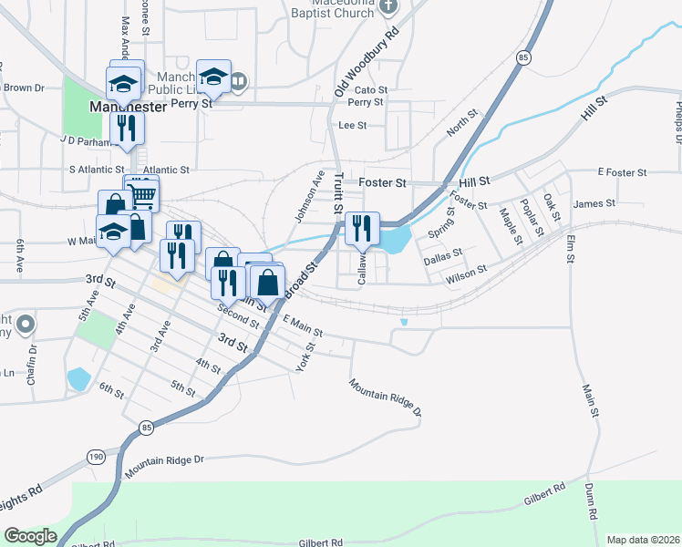 map of restaurants, bars, coffee shops, grocery stores, and more near 1 Broad Street in Manchester