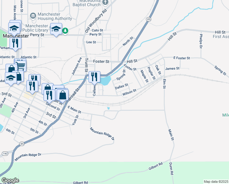 map of restaurants, bars, coffee shops, grocery stores, and more near 2 Franklin Street in Manchester