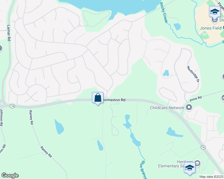 map of restaurants, bars, coffee shops, grocery stores, and more near 2358 Unaliyi Trail in Macon