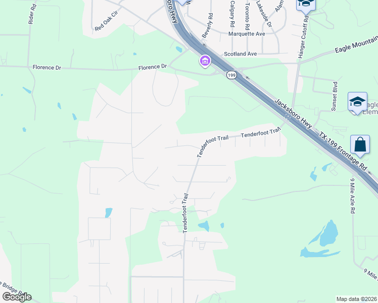 map of restaurants, bars, coffee shops, grocery stores, and more near 11609 Hardwood Court in Fort Worth