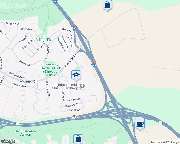 map of restaurants, bars, coffee shops, grocery stores, and more near 6256 Greenwich Drive in San Diego