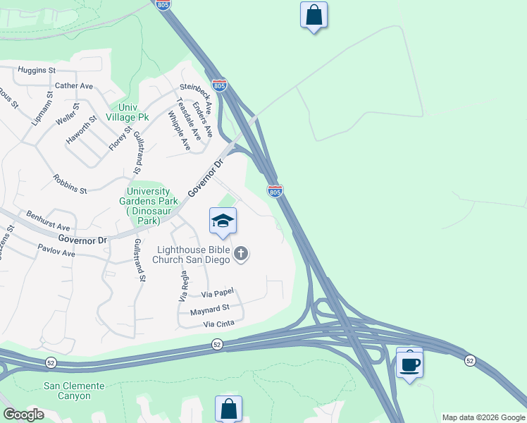 map of restaurants, bars, coffee shops, grocery stores, and more near 6165 Greenwich Drive in San Diego