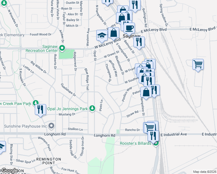 map of restaurants, bars, coffee shops, grocery stores, and more near 337 West Southern Avenue in Saginaw