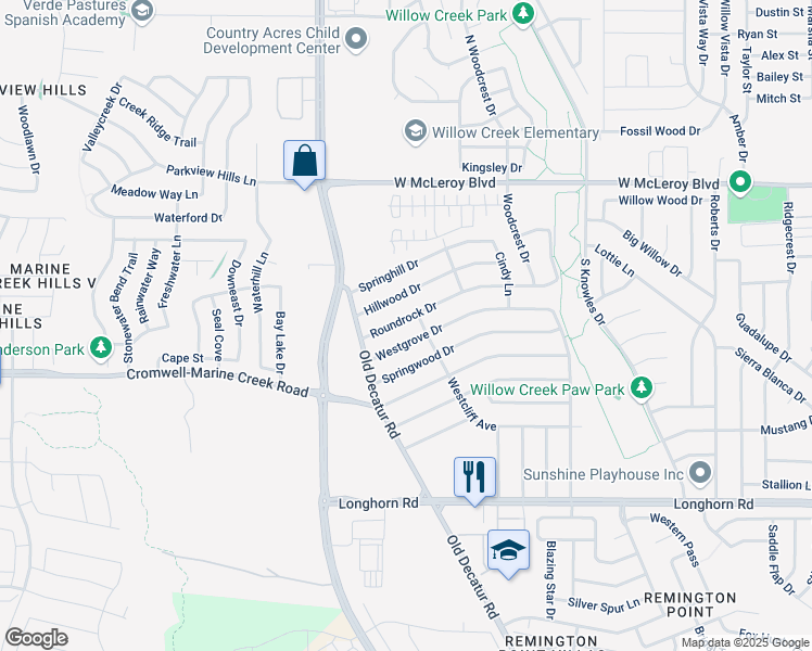 map of restaurants, bars, coffee shops, grocery stores, and more near 1101 Hillwood Drive in Saginaw