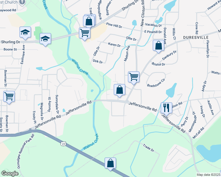 map of restaurants, bars, coffee shops, grocery stores, and more near 936 Lynhaven Avenue in Macon