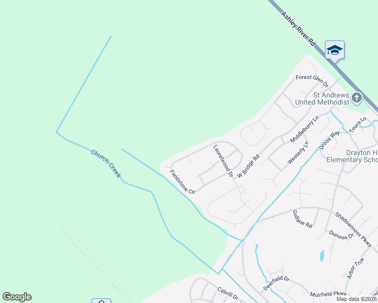 map of restaurants, bars, coffee shops, grocery stores, and more near 6052 Fieldstone Circle in Charleston