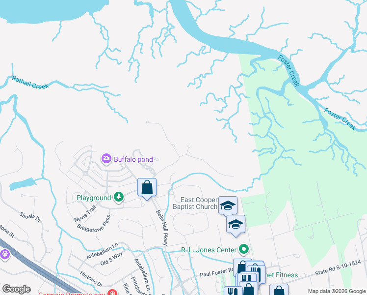 map of restaurants, bars, coffee shops, grocery stores, and more near 209 Island Point Court in Mount Pleasant