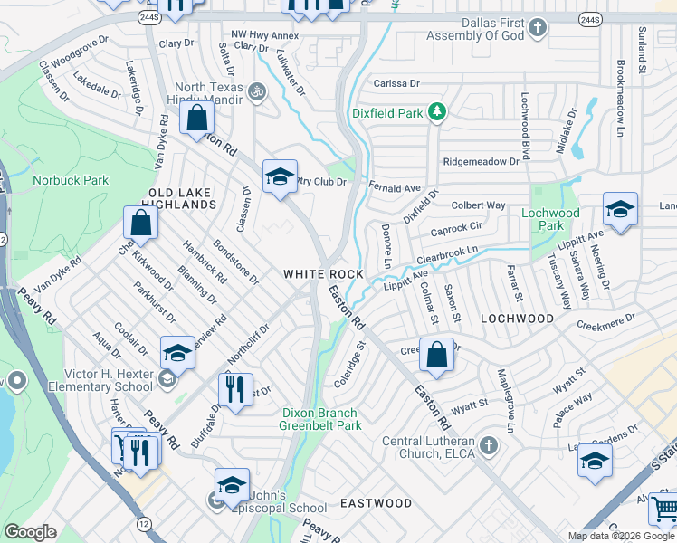 map of restaurants, bars, coffee shops, grocery stores, and more near in Dallas